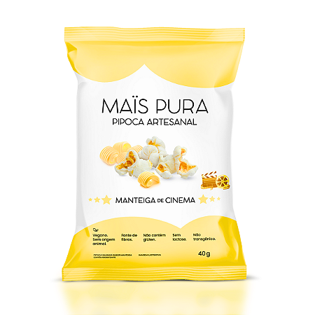 Pipoca Artesanal Manteiga de Cinema Sem Glúten Mais Pura - 40g