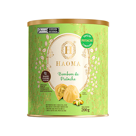Bombom de Pistache com Chocolate Branco Zero Açúcar Haoma - 200g