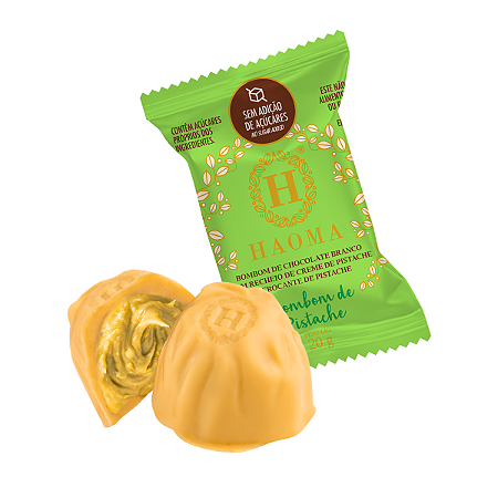 Bombom de Pistache com Chocolate Branco Zero Açúcar Haoma - 1 unidade