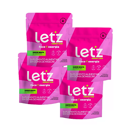 Chiclete Energético Letz Gum 4 Pacotes (Frete Grátis)