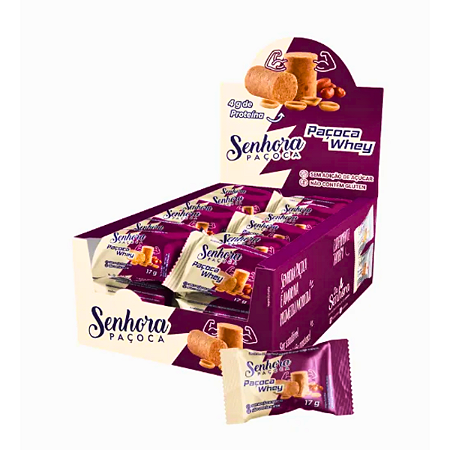 Paçoca Zero Açúcar com Whey Protein Da Senhora - Caixa 24 unidades