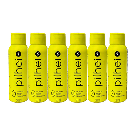 Pilhei Shot Energético Zero Calorias Sabor Frutas Amarelas - 6 unidades