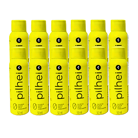 Pilhei Shot Energético Zero Calorias Sabor Frutas Amarelas - 12 unidades