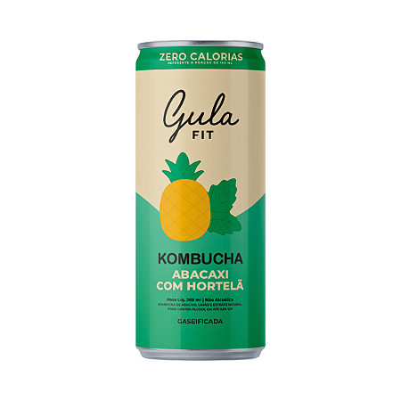 Lata Kombucha Abacaxi com Hortelã Zero Calorias Gula Fit - 269ml