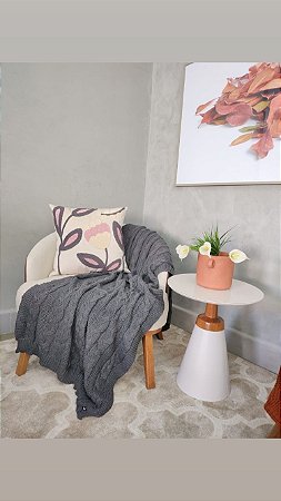 Manta De Tricô Chumbo Decorativa Decortextil Super Conforto
