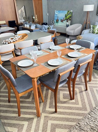 Conjunto mesa de jantar 1,60 com 6 cadeiras Alpha
