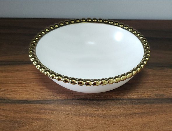 Bowl de Porcelana Branco e Dourado