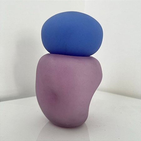 Pote de Vidro Orgânico - M- Azul e Lilas