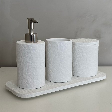 Kit de Banheiro em Cimento Branco