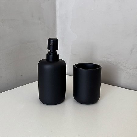 Porta Sabonete de Cerâmica Preto