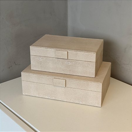 Caixa de Couro Sintético Bege