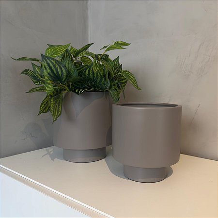 Cachepô Reto com Base | Cinza