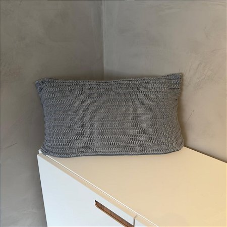 Almofada Tricô Retangular Listras Cinza