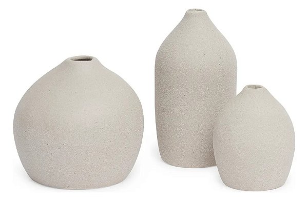 Trio de Vasinhos Cinza Texturizados