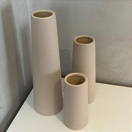 Vaso em Cerâmica Tubo Cinza