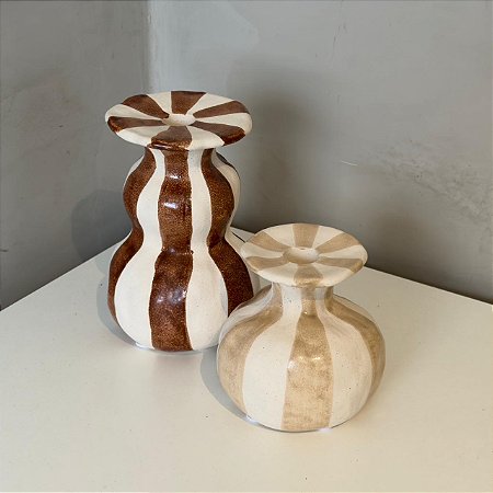 Porta Vela em Cerâmica Listrado