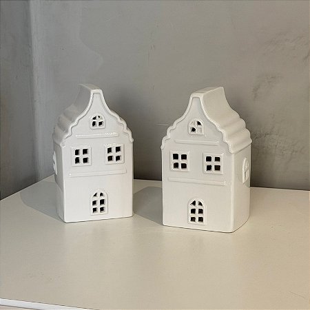 Casinha Com Luz em Cerâmica Branca