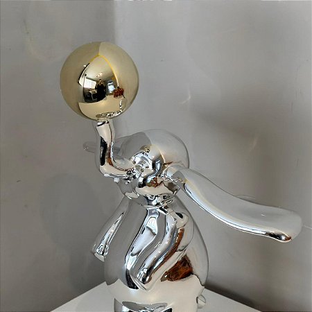 Escultura Elefante Prata e Dourada