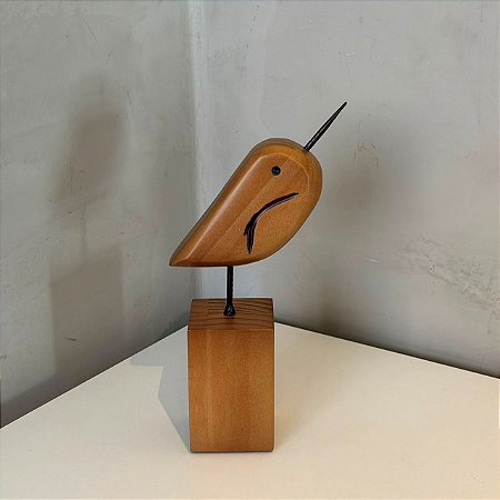 Escultura Pássaro de Madeira | Base Alta