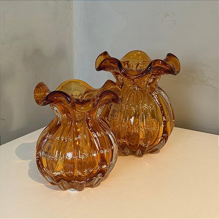 Vaso Vidro Murano Ambar