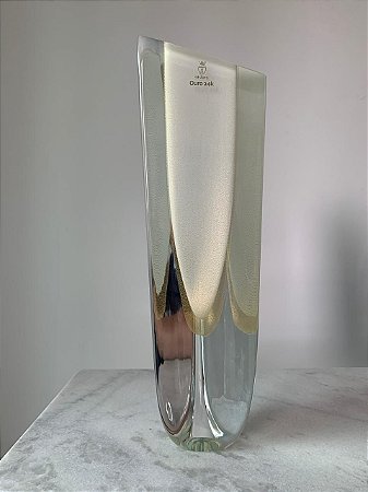 Cristal Cá D'Oro  Vaso Triângulo 1 Ouro 24k