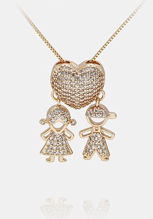 Colar casal de filhos no ouro 18k