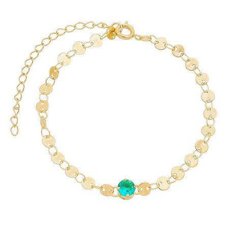 Pulseira de medalhas com turmalina no ouro