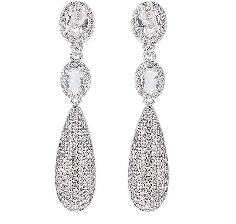 Brinco cascata gotas prata