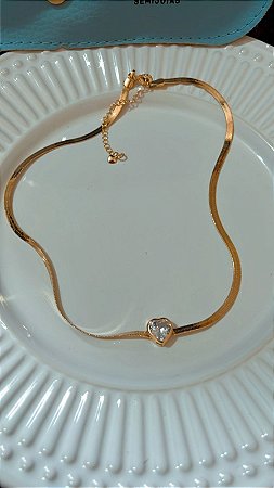 Choker Fita pingente de coração