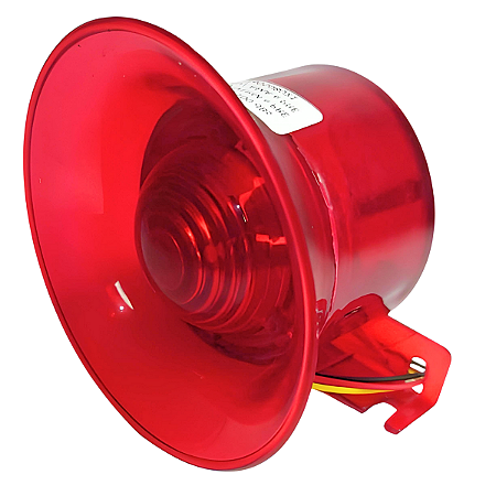Sirene Audiovisual para Alarme 12V/24V 100 Dbs Alta Potência - Vermelha