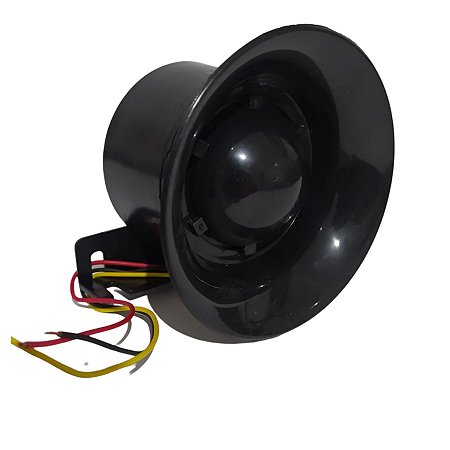 Sirene para Alarme 12V/24V 100 Dbs Alta Potência - Preta
