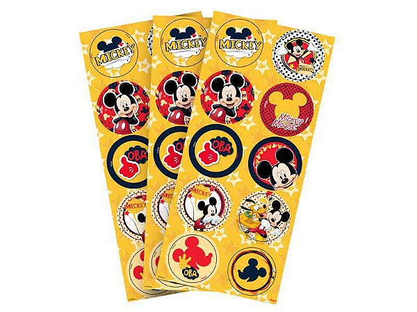 Adesivo do Mickey para Lembrancinhas kit 3 cartelas