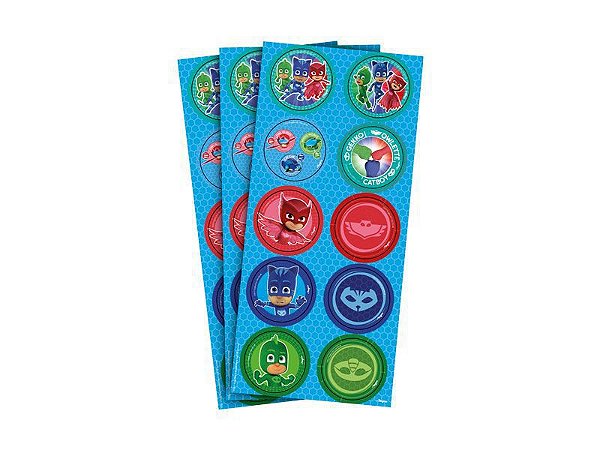 Adesivo do PJ Masks para Lembrancinhas kit 3 cartelas