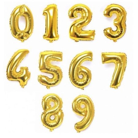 Balão de Número Metalizado Dourado 70 cm