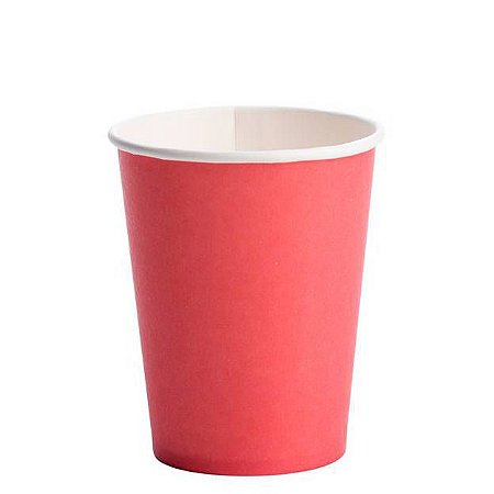 Copo Descartável de Papel 270 ml Liso Vermelho pacote c/ 10 unid