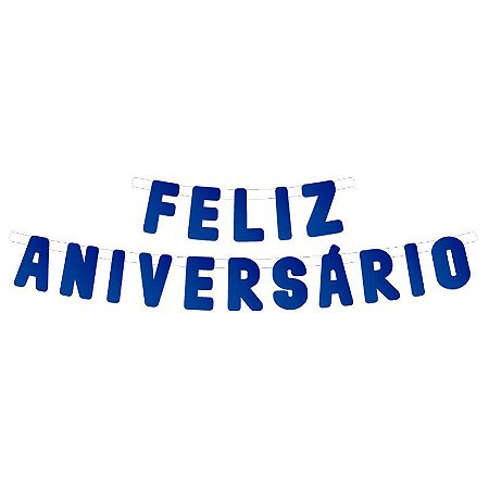 Faixa de Feliz Aniversário Azul Escuro