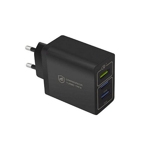 CARREGADOR TURBO TRIPLO - PRETO