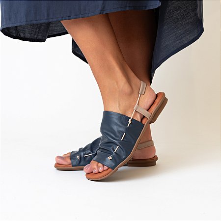 Sandália Rasteira Dulce Venutti (Azul Marinho)