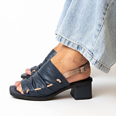 Sandália Salto Bloco Dulce Venutti (Azul Marinho)