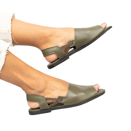 Sandália Rasteira Gina Venutti (Verde Militar)