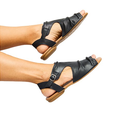 Sandália Rasteira Cláudia Venutti (Azul Marinho)