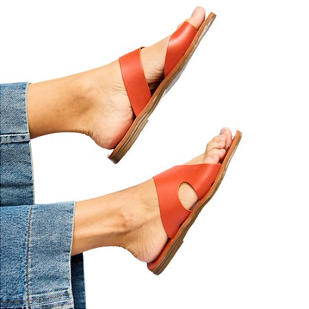 Sandália Rasteira Agnes Venutti (Laranja)