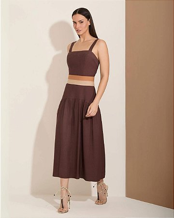 VESTIDO MIDI SAIA FRANZIDA
