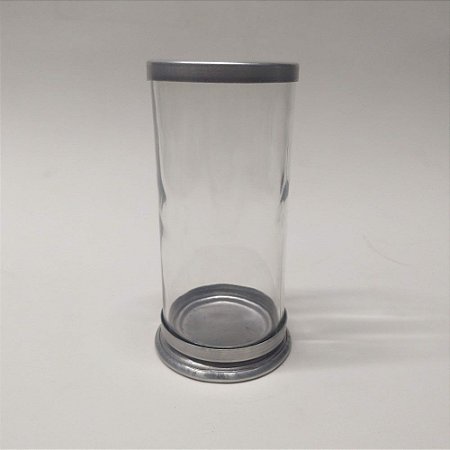 Porta velas de 7 Dias de vidro com base de alumínio.