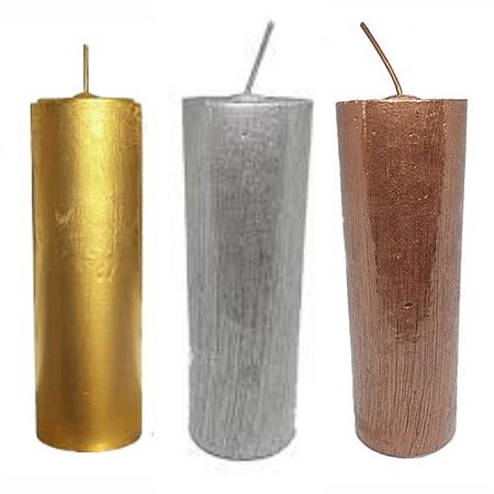 Vela Votiva (7 dias) feita de 100% de parafina pura - Prata - Dourada - Cobre- 260gr