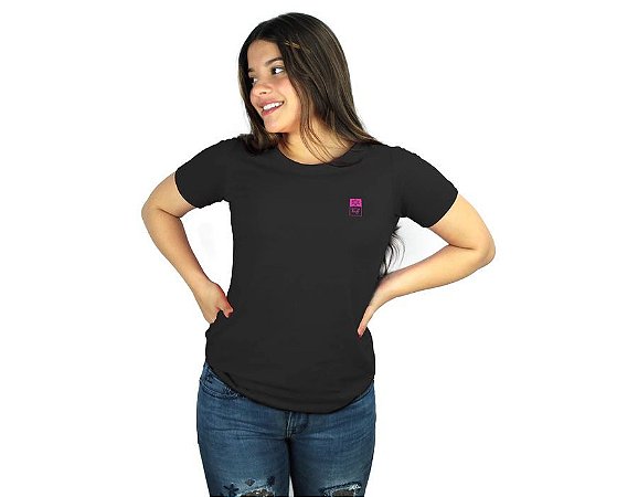 Camiseta Tuff Feminina Preta Silk Rosa TS3977