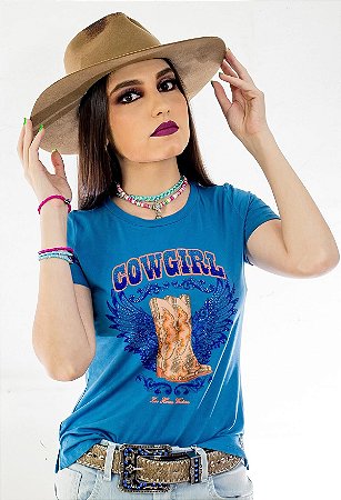 T-Shirt Zoe Horse Azul Cowgirl Bota ZHW2172