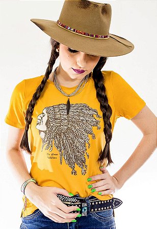 T-Shirt Zoe Horse Amarela Indio Cinza ZHW2160