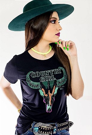 T-Shirt Zoe Horse Preto Country Girl ZHW2150