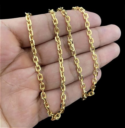 Corrente Masculina Cordão Cartier Cadeado 4,5mm Banhada a Ouro 18k